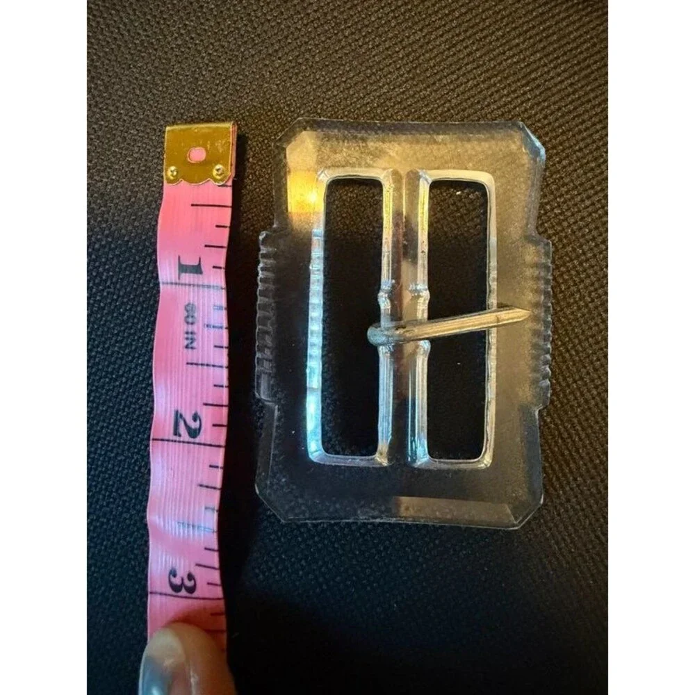Antique c. 1920s-30s Czechoslovakian Art Deco Clear Glass Belt Buckle